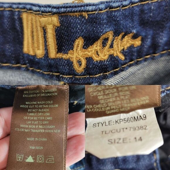 Kut from the Kloth Jeans 14 Dark Wash High-rise Stretch Contrast Stitching Bling - Picture 4 of 17